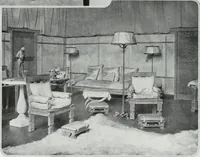 An illustration from House & garden's book of interiors, containing over three hundred illustrations of living rooms, dining rooms, libraries, halls, bedrooms, porches, breakfast rooms, nurseries, kitchens, bathrooms and the use of decorative accessories and curtains, together with practical suggestions for the furnishing and decorating of each type of room in the house (1920)