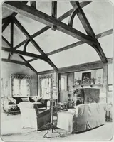 An illustration from House & garden's book of interiors, containing over three hundred illustrations of living rooms, dining rooms, libraries, halls, bedrooms, porches, breakfast rooms, nurseries, kitchens, bathrooms and the use of decorative accessories and curtains, together with practical suggestions for the furnishing and decorating of each type of room in the house (1920)