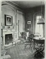 An illustration from House & garden's book of interiors, containing over three hundred illustrations of living rooms, dining rooms, libraries, halls, bedrooms, porches, breakfast rooms, nurseries, kitchens, bathrooms and the use of decorative accessories and curtains, together with practical suggestions for the furnishing and decorating of each type of room in the house (1920)