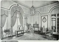 An illustration from House & garden's book of interiors, containing over three hundred illustrations of living rooms, dining rooms, libraries, halls, bedrooms, porches, breakfast rooms, nurseries, kitchens, bathrooms and the use of decorative accessories and curtains, together with practical suggestions for the furnishing and decorating of each type of room in the house (1920)