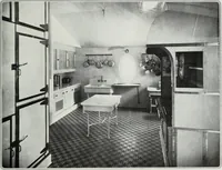 An illustration from House & garden's book of interiors, containing over three hundred illustrations of living rooms, dining rooms, libraries, halls, bedrooms, porches, breakfast rooms, nurseries, kitchens, bathrooms and the use of decorative accessories and curtains, together with practical suggestions for the furnishing and decorating of each type of room in the house (1920)