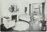 An illustration from House & garden's book of interiors, containing over three hundred illustrations of living rooms, dining rooms, libraries, halls, bedrooms, porches, breakfast rooms, nurseries, kitchens, bathrooms and the use of decorative accessories and curtains, together with practical suggestions for the furnishing and decorating of each type of room in the house (1920)