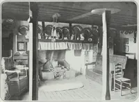 An illustration from House & garden's book of interiors, containing over three hundred illustrations of living rooms, dining rooms, libraries, halls, bedrooms, porches, breakfast rooms, nurseries, kitchens, bathrooms and the use of decorative accessories and curtains, together with practical suggestions for the furnishing and decorating of each type of room in the house (1920)