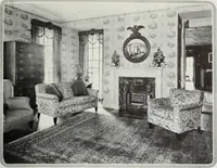 An illustration from House & garden's book of interiors, containing over three hundred illustrations of living rooms, dining rooms, libraries, halls, bedrooms, porches, breakfast rooms, nurseries, kitchens, bathrooms and the use of decorative accessories and curtains, together with practical suggestions for the furnishing and decorating of each type of room in the house (1920)