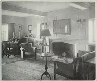 An illustration from House & garden's book of interiors, containing over three hundred illustrations of living rooms, dining rooms, libraries, halls, bedrooms, porches, breakfast rooms, nurseries, kitchens, bathrooms and the use of decorative accessories and curtains, together with practical suggestions for the furnishing and decorating of each type of room in the house (1920)