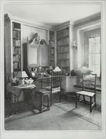An illustration from House & garden's book of interiors, containing over three hundred illustrations of living rooms, dining rooms, libraries, halls, bedrooms, porches, breakfast rooms, nurseries, kitchens, bathrooms and the use of decorative accessories and curtains, together with practical suggestions for the furnishing and decorating of each type of room in the house (1920)