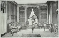 An illustration from House & garden's book of interiors, containing over three hundred illustrations of living rooms, dining rooms, libraries, halls, bedrooms, porches, breakfast rooms, nurseries, kitchens, bathrooms and the use of decorative accessories and curtains, together with practical suggestions for the furnishing and decorating of each type of room in the house (1920)