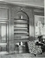 An illustration from House & garden's book of interiors, containing over three hundred illustrations of living rooms, dining rooms, libraries, halls, bedrooms, porches, breakfast rooms, nurseries, kitchens, bathrooms and the use of decorative accessories and curtains, together with practical suggestions for the furnishing and decorating of each type of room in the house (1920)