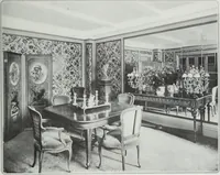 An illustration from House & garden's book of interiors, containing over three hundred illustrations of living rooms, dining rooms, libraries, halls, bedrooms, porches, breakfast rooms, nurseries, kitchens, bathrooms and the use of decorative accessories and curtains, together with practical suggestions for the furnishing and decorating of each type of room in the house (1920)