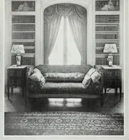An illustration from House & garden's book of interiors, containing over three hundred illustrations of living rooms, dining rooms, libraries, halls, bedrooms, porches, breakfast rooms, nurseries, kitchens, bathrooms and the use of decorative accessories and curtains, together with practical suggestions for the furnishing and decorating of each type of room in the house (1920)