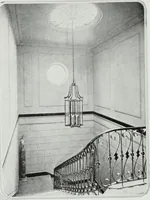 An illustration from House & garden's book of interiors, containing over three hundred illustrations of living rooms, dining rooms, libraries, halls, bedrooms, porches, breakfast rooms, nurseries, kitchens, bathrooms and the use of decorative accessories and curtains, together with practical suggestions for the furnishing and decorating of each type of room in the house (1920)