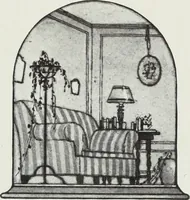 An illustration from House & garden's book of interiors, containing over three hundred illustrations of living rooms, dining rooms, libraries, halls, bedrooms, porches, breakfast rooms, nurseries, kitchens, bathrooms and the use of decorative accessories and curtains, together with practical suggestions for the furnishing and decorating of each type of room in the house (1920)