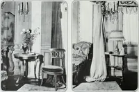 An illustration from House & garden's book of interiors, containing over three hundred illustrations of living rooms, dining rooms, libraries, halls, bedrooms, porches, breakfast rooms, nurseries, kitchens, bathrooms and the use of decorative accessories and curtains, together with practical suggestions for the furnishing and decorating of each type of room in the house (1920)