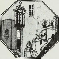 An illustration from House & garden's book of interiors, containing over three hundred illustrations of living rooms, dining rooms, libraries, halls, bedrooms, porches, breakfast rooms, nurseries, kitchens, bathrooms and the use of decorative accessories and curtains, together with practical suggestions for the furnishing and decorating of each type of room in the house (1920)
