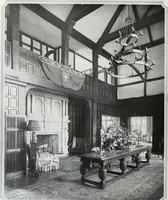 An illustration from House & garden's book of interiors, containing over three hundred illustrations of living rooms, dining rooms, libraries, halls, bedrooms, porches, breakfast rooms, nurseries, kitchens, bathrooms and the use of decorative accessories and curtains, together with practical suggestions for the furnishing and decorating of each type of room in the house (1920)