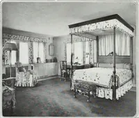 An illustration from House & garden's book of interiors, containing over three hundred illustrations of living rooms, dining rooms, libraries, halls, bedrooms, porches, breakfast rooms, nurseries, kitchens, bathrooms and the use of decorative accessories and curtains, together with practical suggestions for the furnishing and decorating of each type of room in the house (1920)