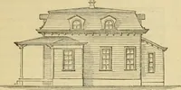 An illustration from The house, a manual of rural architecture, or, How to build country houses and out-buildings : embracing the origin and meaning of the house ; the art of house-building, including planning, style and construction ; desings and descriptions of cottages farm-houses, villas and out-buildings, of various cost and in the different styles of architecture, etc., etc. ; and an appendix containing recipes for paints and washes, stucco, rough-cast, etc. ; and instructions for roofing, building with rough stone, unburnt brick, balloon frames, and the concrete or gravel wall ; with numerous original plans (1866)