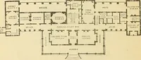 An illustration from The house, a manual of rural architecture, or, How to build country houses and out-buildings : embracing the origin and meaning of the house ; the art of house-building, including planning, style and construction ; desings and descriptions of cottages farm-houses, villas and out-buildings, of various cost and in the different styles of architecture, etc., etc. ; and an appendix containing recipes for paints and washes, stucco, rough-cast, etc. ; and instructions for roofing, building with rough stone, unburnt brick, balloon frames, and the concrete or gravel wall ; with numerous original plans (1866)