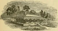 An illustration from The house, a manual of rural architecture, or, How to build country houses and out-buildings : embracing the origin and meaning of the house ; the art of house-building, including planning, style and construction ; desings and descriptions of cottages farm-houses, villas and out-buildings, of various cost and in the different styles of architecture, etc., etc. ; and an appendix containing recipes for paints and washes, stucco, rough-cast, etc. ; and instructions for roofing, building with rough stone, unburnt brick, balloon frames, and the concrete or gravel wall ; with numerous original plans (1866)