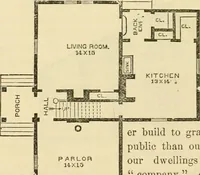 An illustration from The house, a manual of rural architecture, or, How to build country houses and out-buildings : embracing the origin and meaning of the house ; the art of house-building, including planning, style and construction ; desings and descriptions of cottages farm-houses, villas and out-buildings, of various cost and in the different styles of architecture, etc., etc. ; and an appendix containing recipes for paints and washes, stucco, rough-cast, etc. ; and instructions for roofing, building with rough stone, unburnt brick, balloon frames, and the concrete or gravel wall ; with numerous original plans (1866)