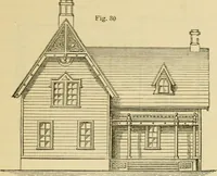 An illustration from The house, a manual of rural architecture, or, How to build country houses and out-buildings : embracing the origin and meaning of the house ; the art of house-building, including planning, style and construction ; desings and descriptions of cottages farm-houses, villas and out-buildings, of various cost and in the different styles of architecture, etc., etc. ; and an appendix containing recipes for paints and washes, stucco, rough-cast, etc. ; and instructions for roofing, building with rough stone, unburnt brick, balloon frames, and the concrete or gravel wall ; with numerous original plans (1866)