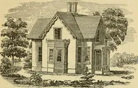 An illustration from The house, a manual of rural architecture, or, How to build country houses and out-buildings : embracing the origin and meaning of the house ; the art of house-building, including planning, style and construction ; desings and descriptions of cottages farm-houses, villas and out-buildings, of various cost and in the different styles of architecture, etc., etc. ; and an appendix containing recipes for paints and washes, stucco, rough-cast, etc. ; and instructions for roofing, building with rough stone, unburnt brick, balloon frames, and the concrete or gravel wall ; with numerous original plans (1866)