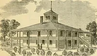 An illustration from The house, a manual of rural architecture, or, How to build country houses and out-buildings : embracing the origin and meaning of the house ; the art of house-building, including planning, style and construction ; desings and descriptions of cottages farm-houses, villas and out-buildings, of various cost and in the different styles of architecture, etc., etc. ; and an appendix containing recipes for paints and washes, stucco, rough-cast, etc. ; and instructions for roofing, building with rough stone, unburnt brick, balloon frames, and the concrete or gravel wall ; with numerous original plans (1866)