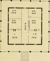 An illustration from The house, a manual of rural architecture, or, How to build country houses and out-buildings : embracing the origin and meaning of the house ; the art of house-building, including planning, style and construction ; desings and descriptions of cottages farm-houses, villas and out-buildings, of various cost and in the different styles of architecture, etc., etc. ; and an appendix containing recipes for paints and washes, stucco, rough-cast, etc. ; and instructions for roofing, building with rough stone, unburnt brick, balloon frames, and the concrete or gravel wall ; with numerous original plans (1866)