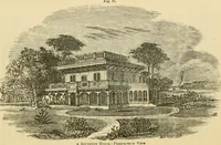 An illustration from The house, a manual of rural architecture, or, How to build country houses and out-buildings : embracing the origin and meaning of the house ; the art of house-building, including planning, style and construction ; desings and descriptions of cottages farm-houses, villas and out-buildings, of various cost and in the different styles of architecture, etc., etc. ; and an appendix containing recipes for paints and washes, stucco, rough-cast, etc. ; and instructions for roofing, building with rough stone, unburnt brick, balloon frames, and the concrete or gravel wall ; with numerous original plans (1866)