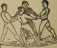 An illustration from How to, a book of tumbling, tricks, pyramids and games; (1899)