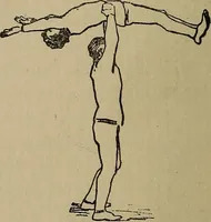 An illustration from How to, a book of tumbling, tricks, pyramids and games; (1899)