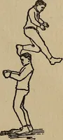 An illustration from How to, a book of tumbling, tricks, pyramids and games; (1899)
