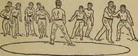 An illustration from How to, a book of tumbling, tricks, pyramids and games; (1899)