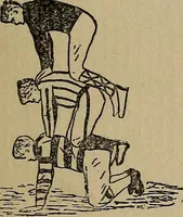 An illustration from How to, a book of tumbling, tricks, pyramids and games; (1899)