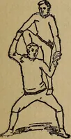 An illustration from How to, a book of tumbling, tricks, pyramids and games; (1899)