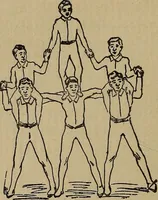 An illustration from How to, a book of tumbling, tricks, pyramids and games; (1899)