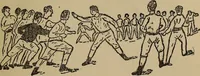 An illustration from How to, a book of tumbling, tricks, pyramids and games; (1899)