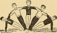 An illustration from How to, a book of tumbling, tricks, pyramids and games; (1899)