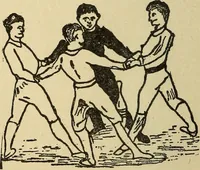 An illustration from How to, a book of tumbling, tricks, pyramids and games; (1899)