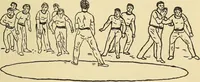 An illustration from How to, a book of tumbling, tricks, pyramids and games; (1899)