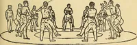 An illustration from How to, a book of tumbling, tricks, pyramids and games; (1899)