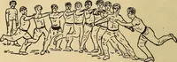 An illustration from How to, a book of tumbling, tricks, pyramids and games; (1899)