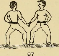 An illustration from How to, a book of tumbling, tricks, pyramids and games; (1899)