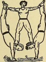 An illustration from How to, a book of tumbling, tricks, pyramids and games; (1899)
