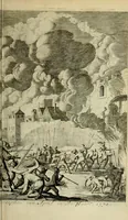 An illustration from Hugo de Groots Nederlandtsche jaerboeken en historien : sedert het jaer MDLV tot het jaer MDCIX : met De belegering der stadt Grol en den aenkleven des jaers MDCXXVII, als ook Het tractaet van de Batavische nu Hollandtsche Republyk, en De vrye zeevaert : met aenteeckeningen, voorts met het leven des schrijvers, twee volkomen registers, en veele koopere platen verciert (1681)