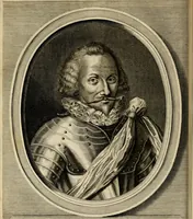 An illustration from Hugo de Groots Nederlandtsche jaerboeken en historien : sedert het jaer MDLV tot het jaer MDCIX : met De belegering der stadt Grol en den aenkleven des jaers MDCXXVII, als ook Het tractaet van de Batavische nu Hollandtsche Republyk, en De vrye zeevaert : met aenteeckeningen, voorts met het leven des schrijvers, twee volkomen registers, en veele koopere platen verciert (1681)