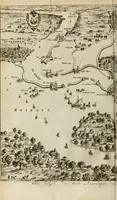 An illustration from Hugo de Groots Nederlandtsche jaerboeken en historien : sedert het jaer MDLV tot het jaer MDCIX : met De belegering der stadt Grol en den aenkleven des jaers MDCXXVII, als ook Het tractaet van de Batavische nu Hollandtsche Republyk, en De vrye zeevaert : met aenteeckeningen, voorts met het leven des schrijvers, twee volkomen registers, en veele koopere platen verciert (1681)