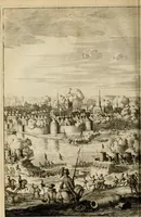 An illustration from Hugo de Groots Nederlandtsche jaerboeken en historien : sedert het jaer MDLV tot het jaer MDCIX : met De belegering der stadt Grol en den aenkleven des jaers MDCXXVII, als ook Het tractaet van de Batavische nu Hollandtsche Republyk, en De vrye zeevaert : met aenteeckeningen, voorts met het leven des schrijvers, twee volkomen registers, en veele koopere platen verciert (1681)