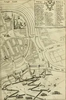 An illustration from Hugo de Groots Nederlandtsche jaerboeken en historien : sedert het jaer MDLV tot het jaer MDCIX : met De belegering der stadt Grol en den aenkleven des jaers MDCXXVII, als ook Het tractaet van de Batavische nu Hollandtsche Republyk, en De vrye zeevaert : met aenteeckeningen, voorts met het leven des schrijvers, twee volkomen registers, en veele koopere platen verciert (1681)
