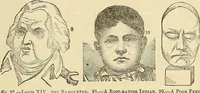 An illustration from Human science or phrenology. Its principles, proofs, faculties, organs, temperaments, combinations, conditions, teachings, philosophies, etc., etc. as applied to health. Its value, laws, functions, organs, means, preservation, restoration, etc. Mental philosophy, human and self improvement, civilization, home country, commerce rights, duties, ethics, etc. God, His existence, attributes, laws, worship, natural theology, etc. Immortality, its evidences, conditions, relations to time, rewards, punishments, sin, faith, prayer, etc. Intellect, memory, juvenile and self education, literature, mental discipline, the senses, sciences, arts, avocations, a perfect life, etc., etc (1880)